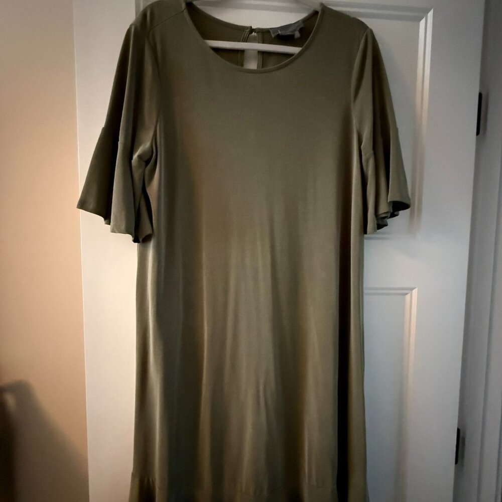 Anthropologie Flutter Sleeve T-Shirt Dress - Olive Green